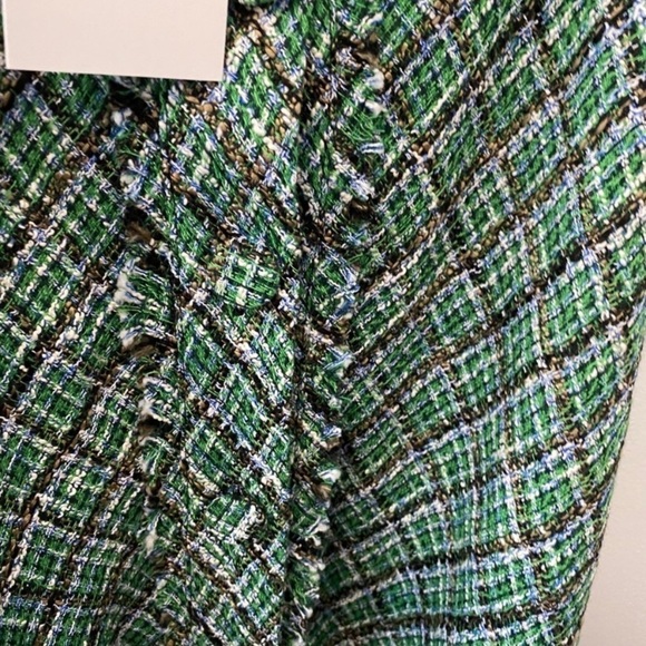 Zara Tweed High Waist Fringe Hem Button Dawn Flowy Midi skirt - Picture 4 of 12